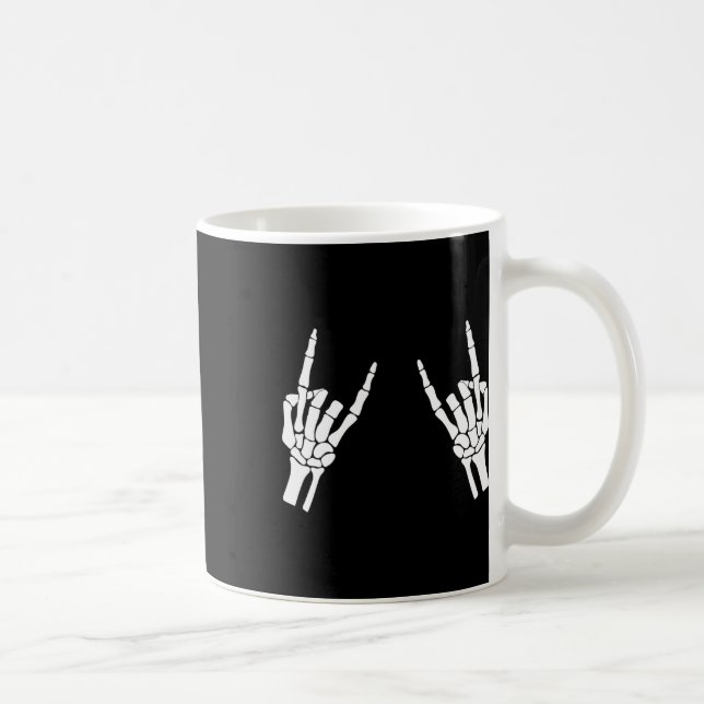 Rocker Skeleton Hand Rock on Costume Funny Hallowe Kaffeetasse (Rechts)