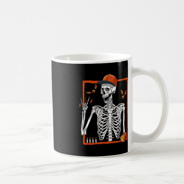 Rocker Skeleton Hand Rock on Costume Funny Hallowe Kaffeetasse (Rechts)