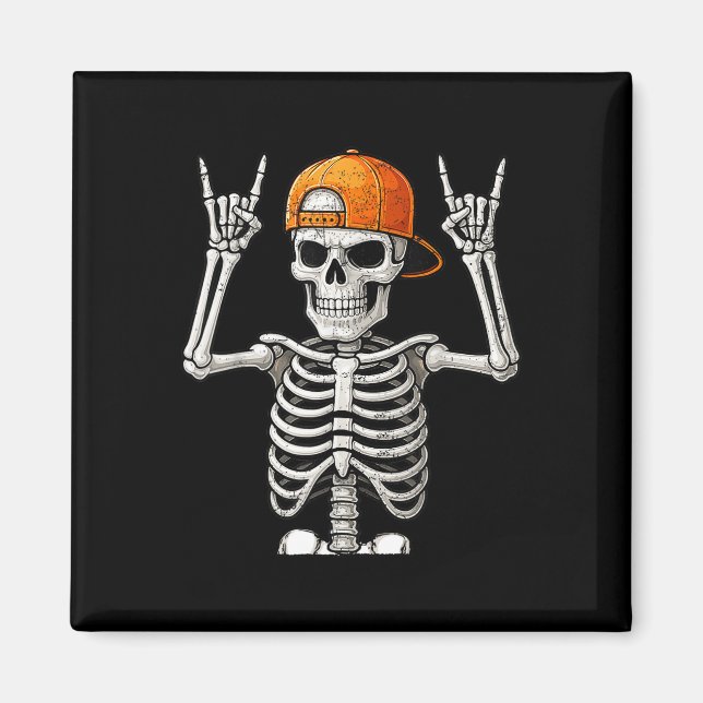 Rocker Skeleton Hand Rock on Costume Funny Hallowe Magnet (Vorne)