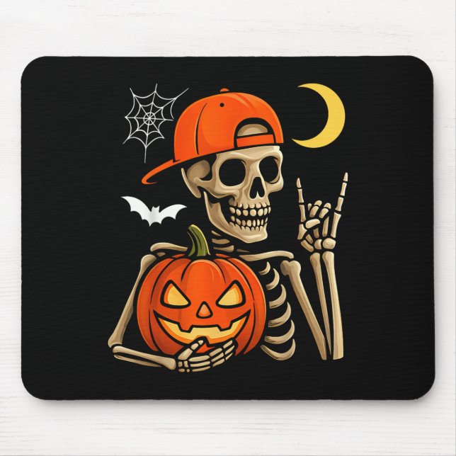 Rocker Skeleton Hand Rock on Costume Funny Hallowe Mousepad (Vorne)