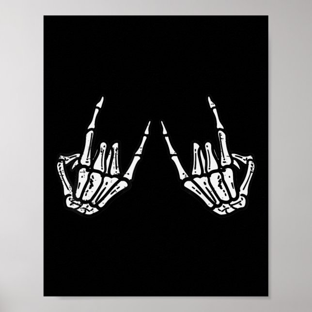 Rocker Skeleton Hand Rock on Costume Funny Hallowe Poster (Vorne)