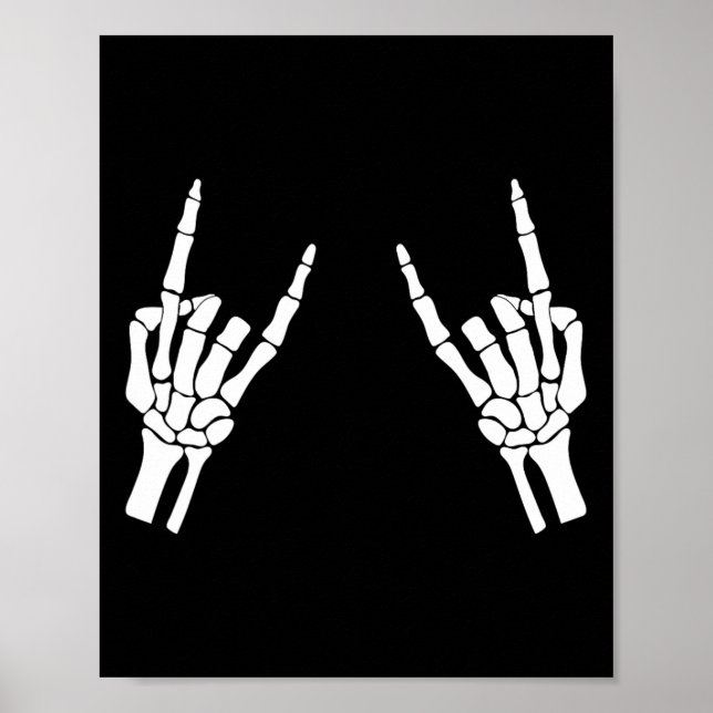 Rocker Skeleton Hand Rock on Costume Funny Hallowe Poster (Vorne)