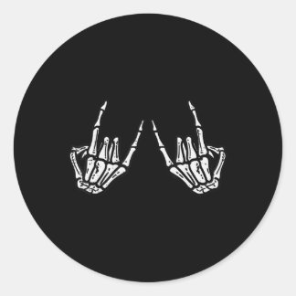 Rocker Skeleton Hand Rock on Costume Funny Hallowe Runder Aufkleber