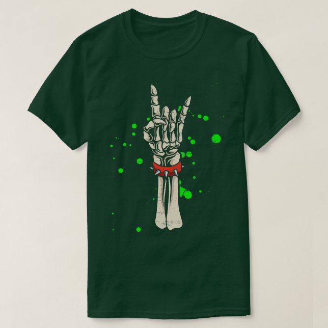 Rocker Skeleton Hand Rock On Costume Halloween  T-Shirt (Design vorne)