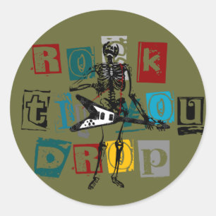 Rocker Skeleton Runder Aufkleber