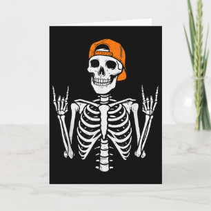 Rocker-Skelett-Halloween-Rock-Kostüm-Mütze-Skater Karte