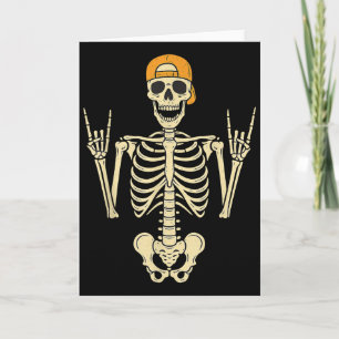 Rocker-Skelett-Skater mit Mütze Halloween Punk Roc Karte