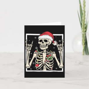 Rocker Skelett Weihnachtsmann Hut Cool Weihnachten Karte