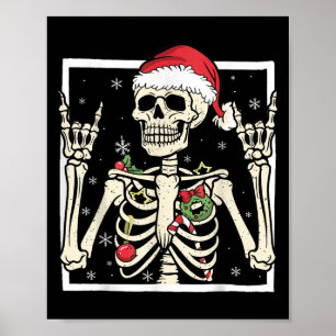Rocker Skelett Weihnachtsmann Hut Coole Weihnachte Poster