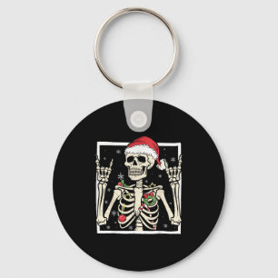 Rocker Skelett Weihnachtsmann Hut Coole Weihnachte Schlüsselanhänger