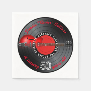 Rocker Typ Guitar Record 50. Geburtstagspartei Serviette