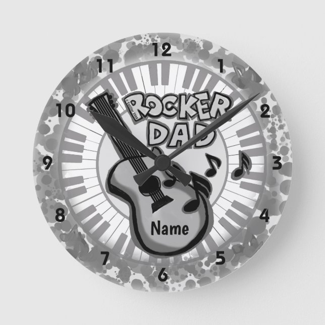 Rocker-Vater Runde Wanduhr (Vorderseite)