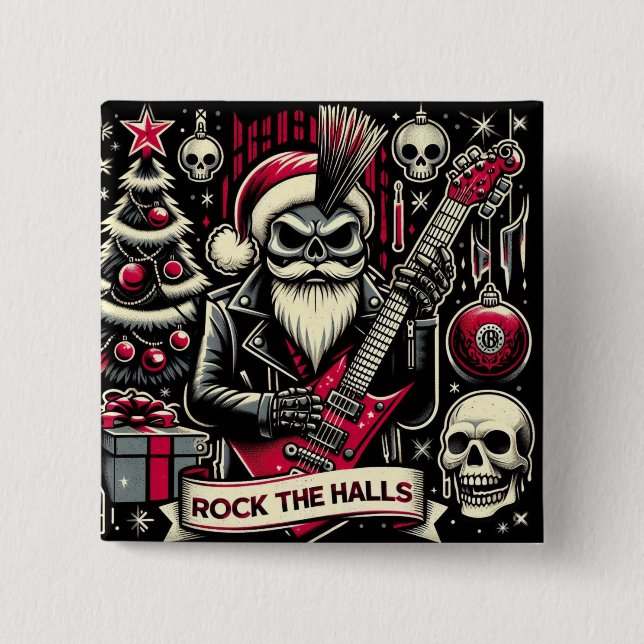 Rocker-Vater Weihnachten  Button (Vorderseite)