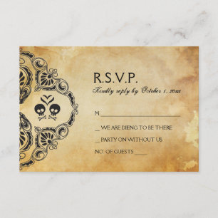 Rocker Wedding RSVP - Skull & Crossbones Karte