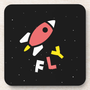 Rocket - Abstrakter Pop Rot & Gelb Art. FLY! Getränkeuntersetzer