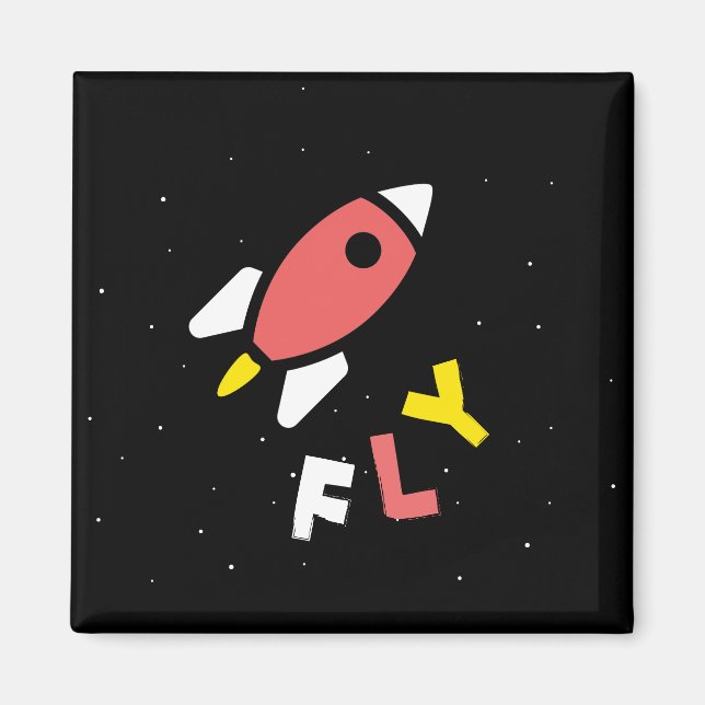 Rocket - Abstrakter Pop Rot & Gelb Art. FLY! Magnet (Vorne)