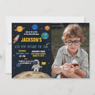 Rocket Adventure Geburtstag Einladung mit Foto