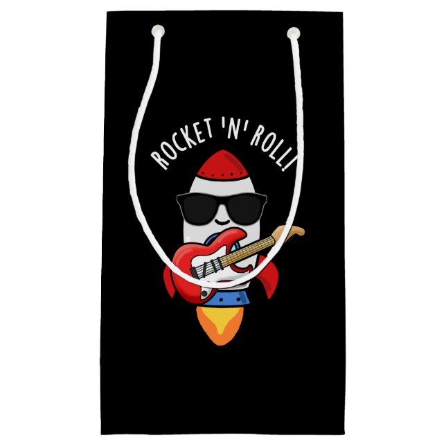 Rocket and Roll Funny Rocket Puff Dark BG Kleine Geschenktüte (Vorderseite)