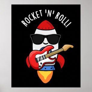 Rocket and Roll Funny Rocket Puff Dark BG Poster