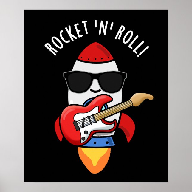 Rocket and Roll Funny Rocket Puff Dark BG Poster (Vorne)