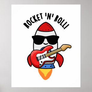 Rocket and Roll Funny Rocket Puff Poster