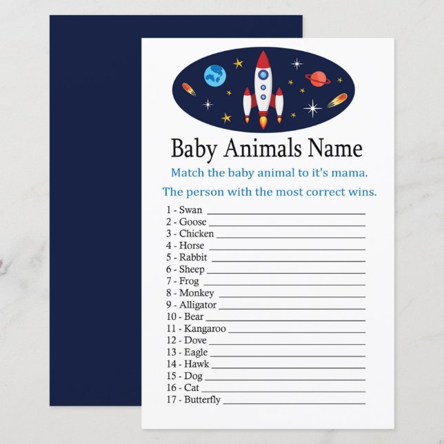 Rocket Baby Animals Name Game (Vorne/Hinten)
