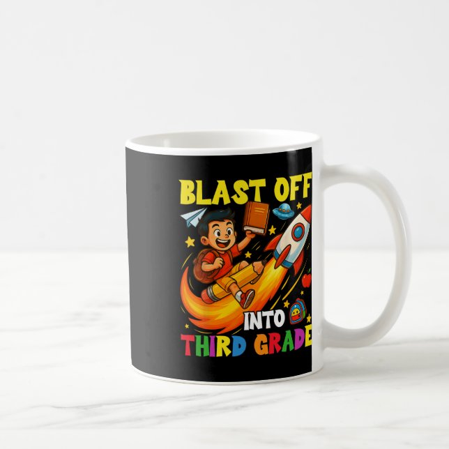Rocket Blast Off Into Third Grade Funny Back To Sc Kaffeetasse (Rechts)