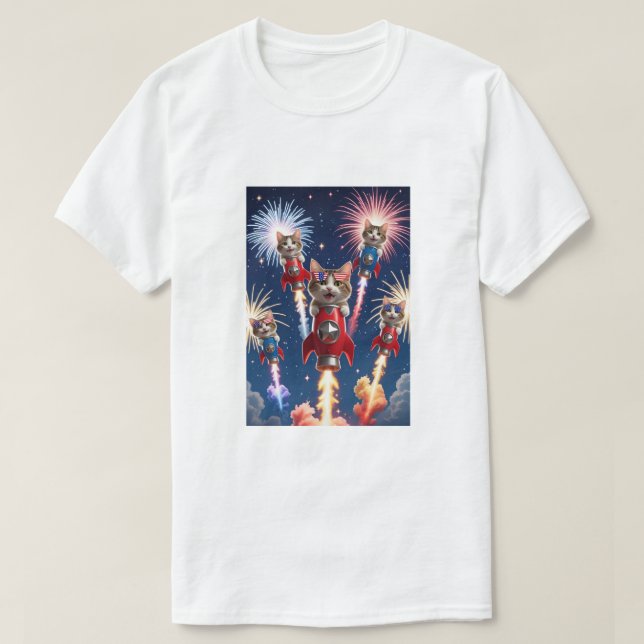 Rocket Cats - 4. Juli Cat T - Shirt (Design vorne)