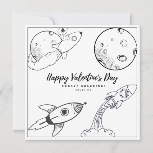 Rocket Coloring Page Kids Boy Card Valentinstag