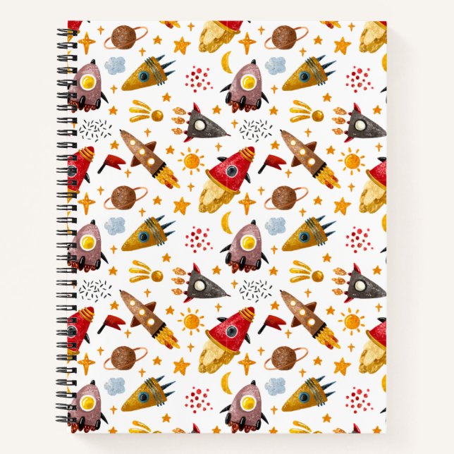 Rocket Dreams Rezeptnotizbuch – Whimsical Space E Notizbuch (Vorderseite)