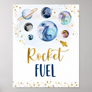Rocket Fuel Galaxy Blue Gold Space Geburtstag Poster