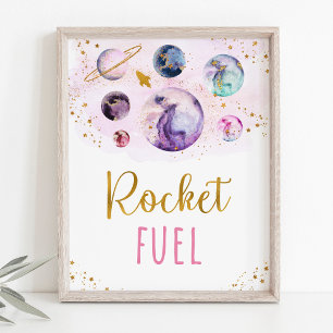 Rocket Fuel Pink Gold Space Geburtstag Poster
