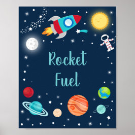 Rocket Fuel Space Rocket Ship Planets Geburtstag Poster