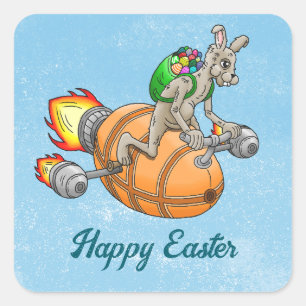Rocket Hase Quadratischer Aufkleber