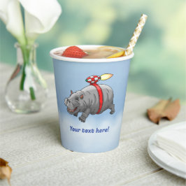 Rocket Hippo Birthday Pappbecher