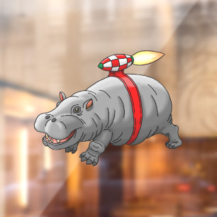 Rocket Hippo Fensteraufkleber