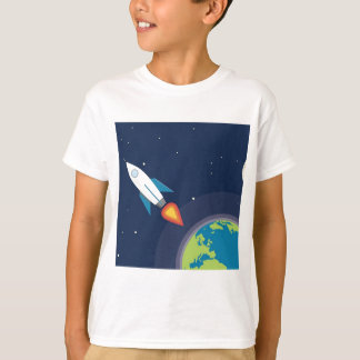 Rocket im Raum-Mond-ErdGrafikdesign T-Shirt
