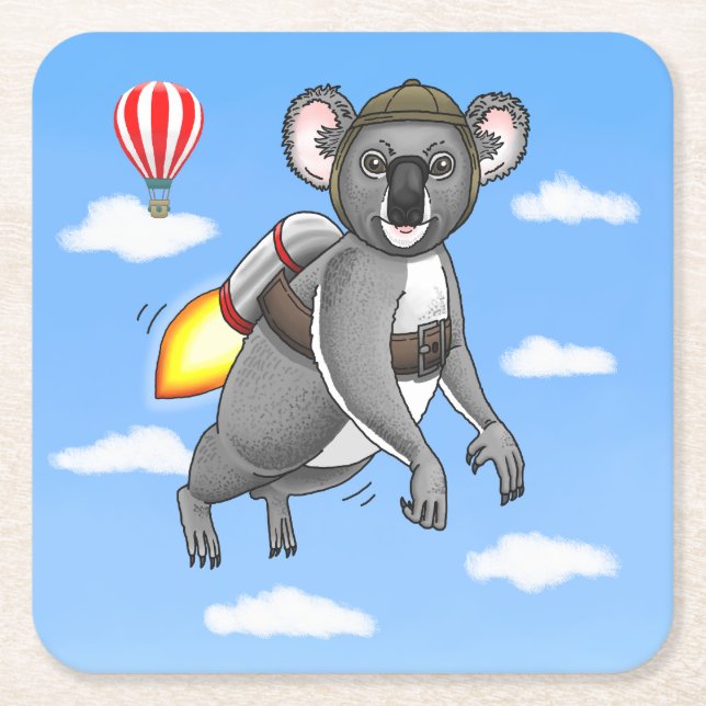 Rocket Koala Bear Rechteckiger Pappuntersetzer (Vorderseite)