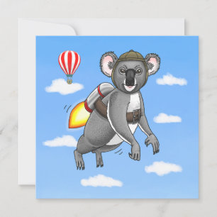 Rocket Koala Birthday Dankeskarte