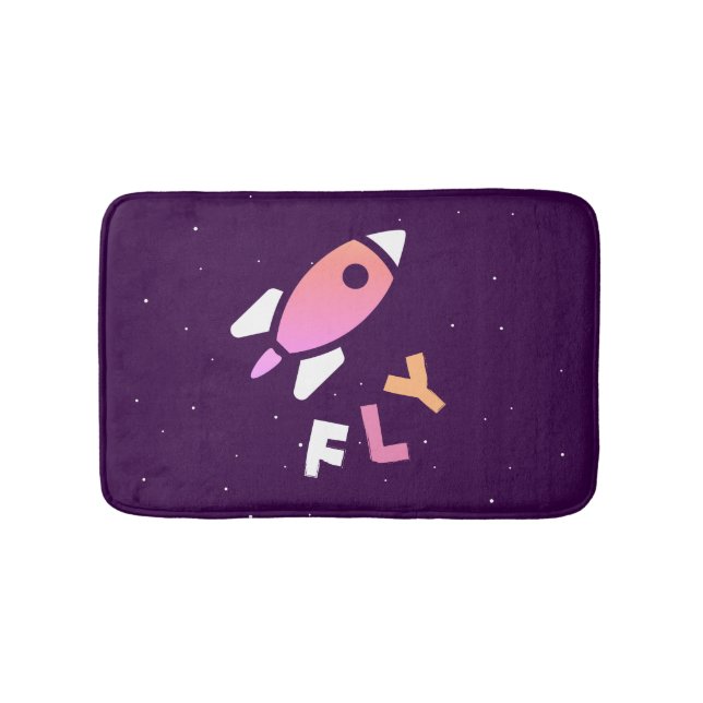 Rocket - Lila & rosa Abstrakter Pop Art. FLY! Badematte (Vorderseite)