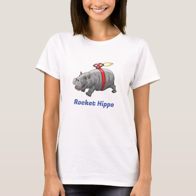 Rocket Nilpferd Geburtstag T-Shirt (Vorderseite)