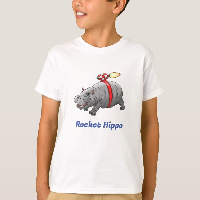 Rocket Nilpferd Geburtstag T-Shirt (Vorderseite)