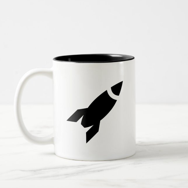 Rocket-Piktogramm-Tasse Zweifarbige Tasse (Links)