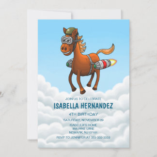 Rocket Pony Geburtstag Einladung
