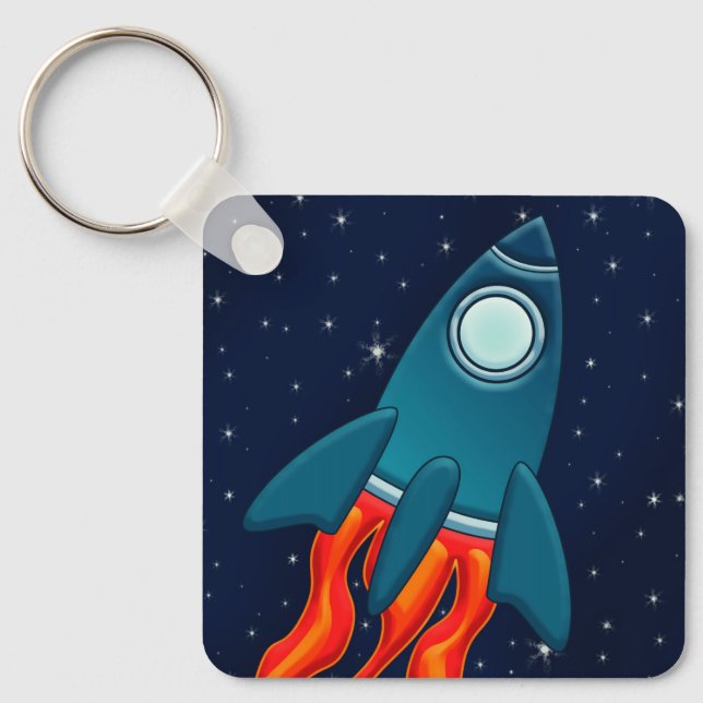 Rocket Postcard Bevorzugungstags Schlüsselanhänger (Vorderseite)