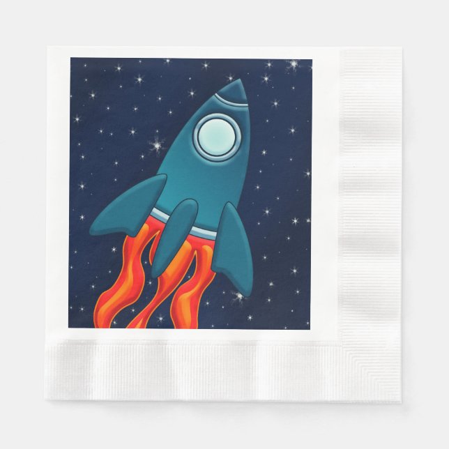 Rocket Postcard Bevorzugungstags Serviette (Vorderseite)