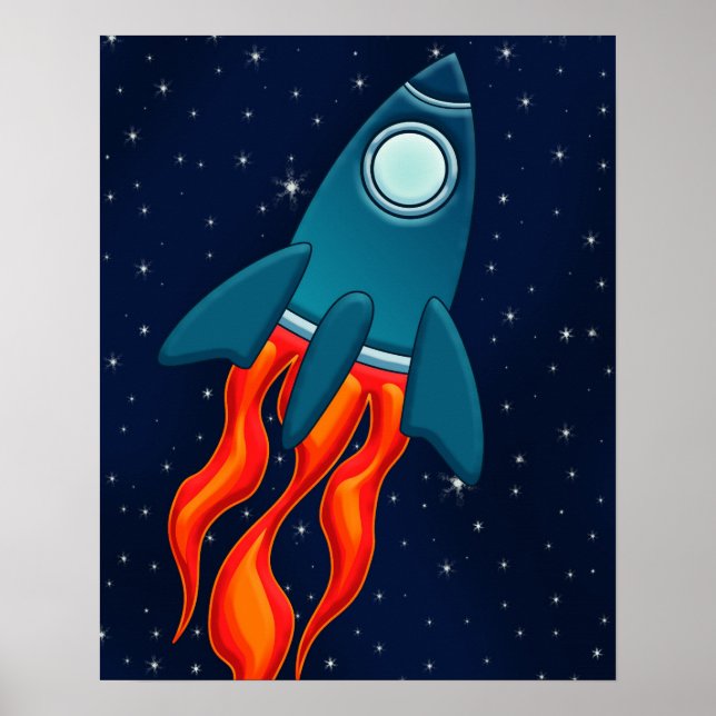 Rocket Postcard Favor Tags Poster (Vorne)