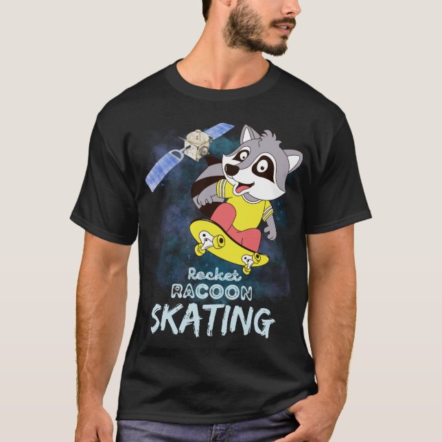 Rocket Racoon Skaten T-Shirt (Vorderseite)