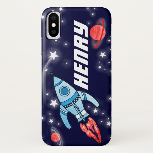 Rocket-Raummarine personalisierter Namensiphone Case-Mate iPhone Hülle (Rückseite)