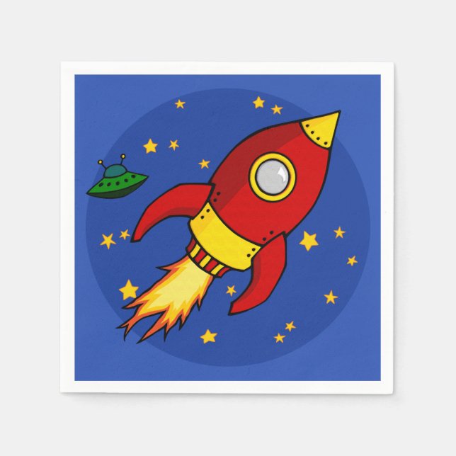 Rocket Red Gelb Cocktail Papier Napkin Serviette (Vorderseite)